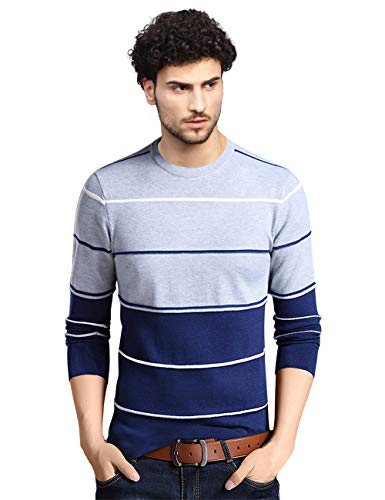 Image of EYEBOGLER Mens Round Neck Full Sleeve Striped T-Shirt