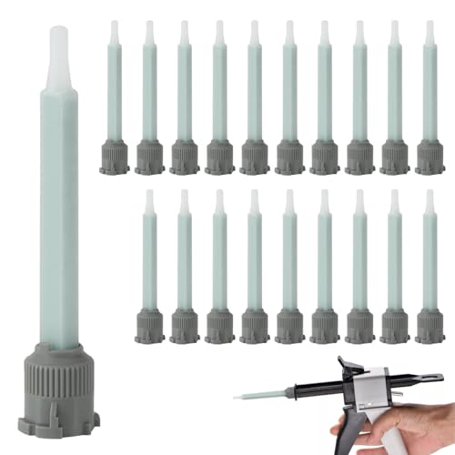 Pack of 20 Static Mixers, 1:1 Mixing Nozzles, Fast Adhesive Feed, Can Be Installed with Needles, for Reorganising Pipeline Flow by Motion Mixing (Green)