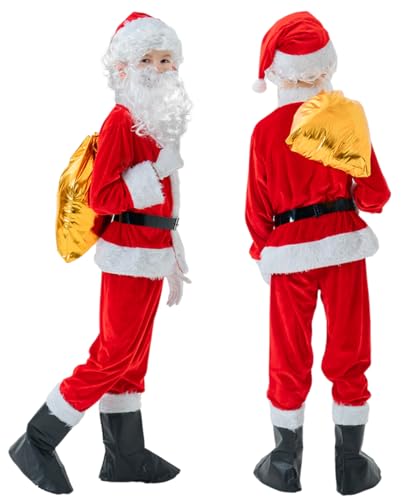 Disfraz completo de Santa para niños, 9 piezas miniatura 4