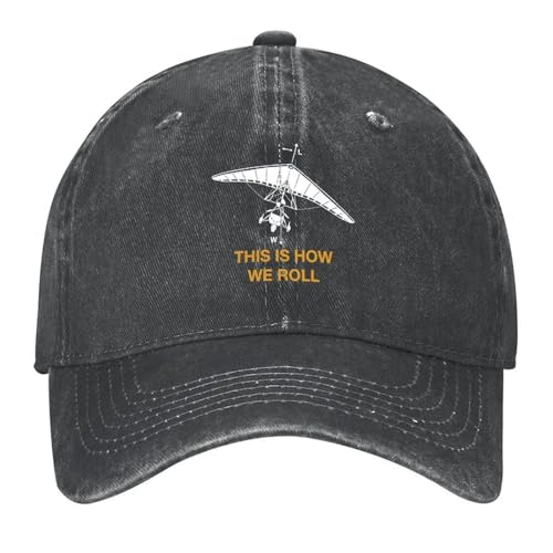Casquette pour hommes en coton motif trike avion ultraleger visiere noire