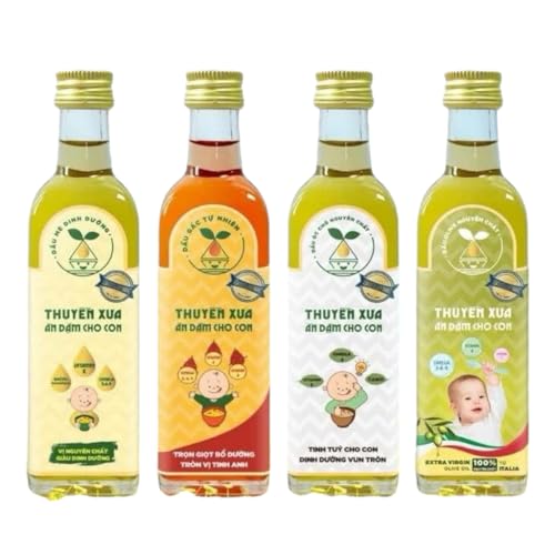 Thuyen Xua Baby Nutritional Oil Set, 4 Bottles x 65ml, Extra Virgin Olive Oil Made in Italy, Omega 3-6-9 & Vitamins