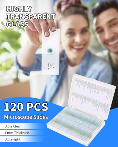 120-Pcs Microscope Slides with Specimens,Pre-Made Glass Slides with Specimens,Educational Microscope Slides and Covers for Young Scientists,Perfect for Biology Class and Experiments - Thumbnail 6