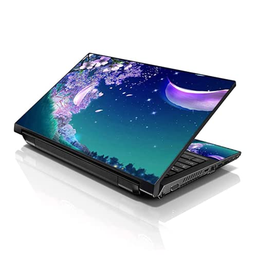 Image of LSS 15 15.6 Inches Laptop Notebook Skin Sticker with 2 Wrist Pads - Reusable Cover Protector Vinyl Sticker Cover Decal Fits 13 inch - 16 inch HP Asus Acer Samsung - Night Floral Pattern