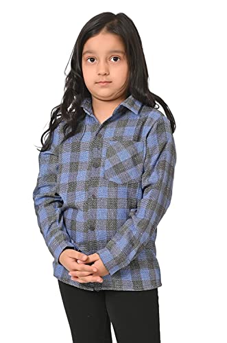Image of Kids Cotton Shirt - Regular Fit Shirt for Girls & Boys, Unisex Full Sleeves Shirts, Collared Neck,Button Down Shirt, Checks Shirts for Casual Wear