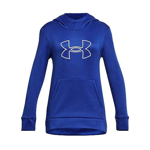 Under Armour girls Armour Fleece Big Logo Hoodie, (400) Team Royal / / White, Large