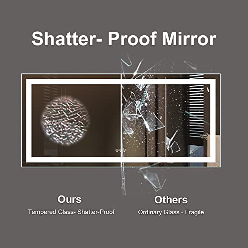 Amorho Led Bathroom Mirror 72"X 36" With Front And Backlight, Large Dimmable Wall Mirrors With Anti-Fog, Shatter-Proof, Memory, 3 Colors, Double Led Vanity Mirror #TOP4