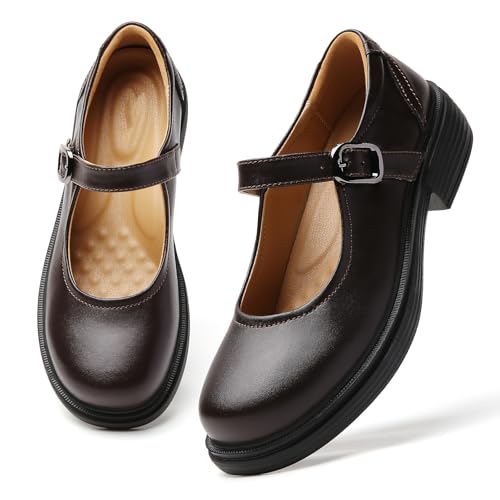 Image of Women Black Mary Jane Flats Non Slip Comfort Office Work Dress School Shoes