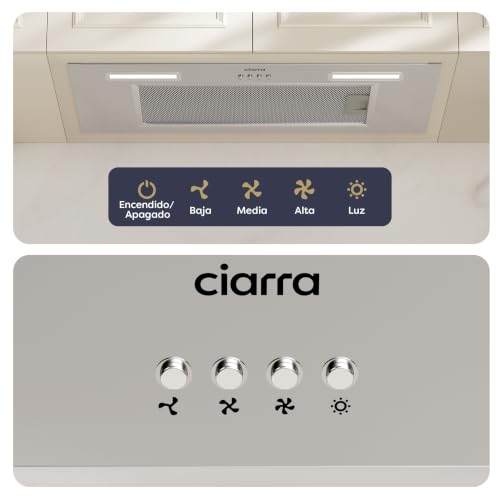 Miniatura 9 de Ciarra Cbcs6926a Campana Extractora Encastrable Clase A 650 M H 60 Cm Incluido 3 Velocidades Led Iluminación Acero Inoxidable
