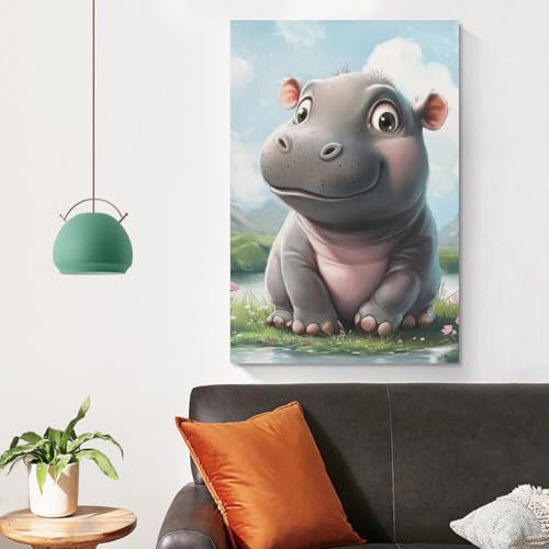 Toile hippopotame déco murale salon moderne et chaleureux - 4
