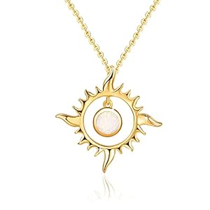 Zonneketting 925 sterling zilver opaal ketting opaal hanger gouden kettingen sieraden voor vrouwen meisjes vriend verjaardagscadeau, Sterling zilver, Opaal