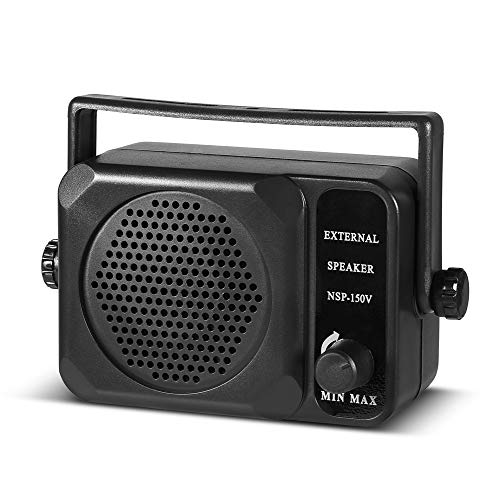 Zerone Altavoz Externo, portátil, con conexión de 3,5 mm y Control de Volumen para Radio de Coche de Dos vías (Negro)