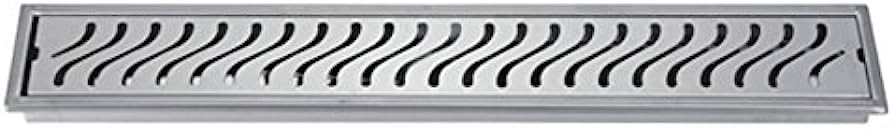 Image of Aquieen Shower Water Drainer Floor Bathroom Grating with SS 304 Anti-Foul Cockroach Trap (Grade AISI 304) (30 inch) (Wave Shower Drainer 30 inch (Center Hole)) (Center Hole, 30 inch x 4 inch)