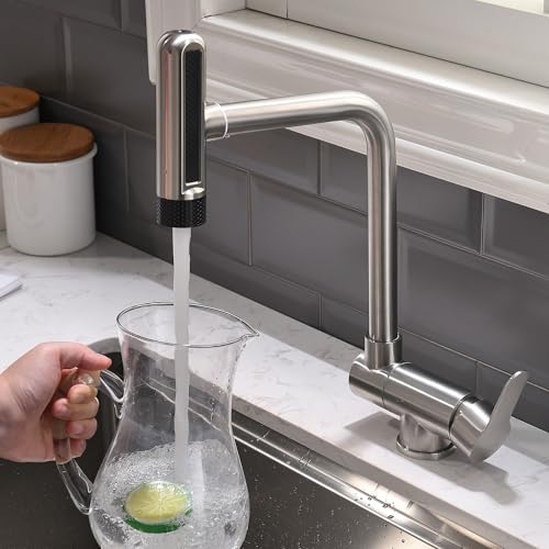 Vorfenster Küchenarmatur Klappbar,4 Wassersprühmodi, Hochdruck Wasserhahn Küche Vorfenster, Vorfenster Armatur Flexible Mischbatterie Küche Hochdruck Armatur Küche Aus 304Edelstahl