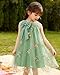 YALLET 5Y 6Y Flower Girl Dresses Halter Neck Sleeveless Homecoming Dress Embroidery Tulle Kids Party Gown for Valentine's Day Easter Wedding Party Birthday Special Occasion(Green,5-6 Years)