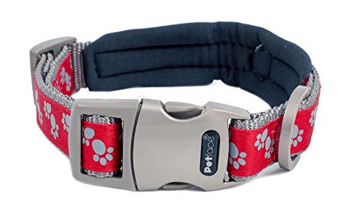Petface Signature Collare imbottito per cani, Rosso, M