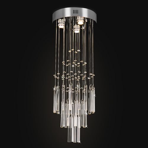FRIXCHUR Modern Crystal Chandelier 11.8 Inch Small Ceiling Light 33.5 Inch High Hanging Pendant Light for Entryway Hallway Foyer Staircase Bathroom - Image 2