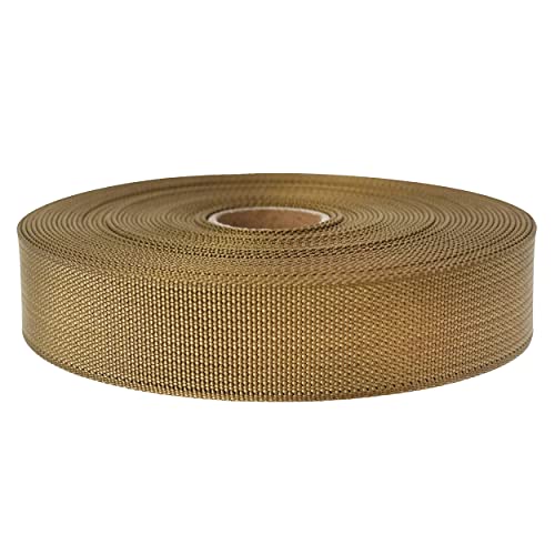 GM CLIMBING MIL-W-17337 MilSpecs planas de nailon para mercancías tácticas, correas de mochila, lazos, eslingas, adaptador de correas PALS MOLLE de 1 pulgada x 30 pies, color marrón Cover