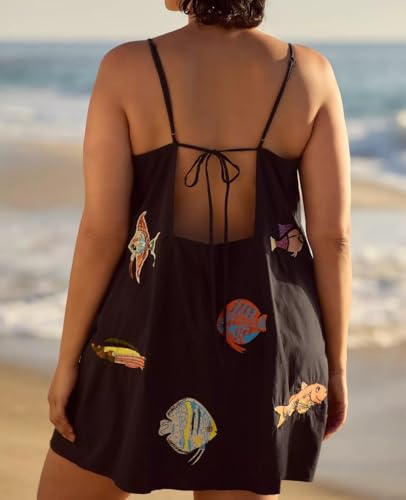 Image of Women Boho Floral Mini Cami Dress Spaghetti Strap Flowy Sling Dress Graphic Backless Summer Holiday Sundress