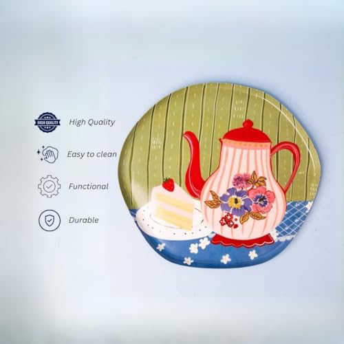 Image of The Wishing Chair Tea Time Story Metal Wall Plate - M | Decorative Handcrafted Wall Art with Floral Teapot & Cake Design | Cozy Tea Time Home Decor Accent for Kitchen, Living Room & Dining Area