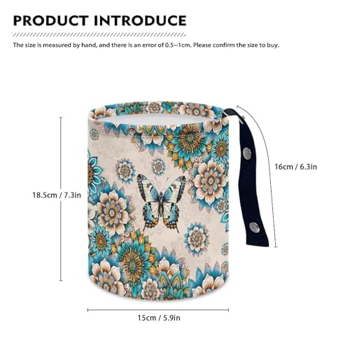 Image of Car Trash Can Car Bag Accessories Interior Butterfly Boho Flower Garbage Bin Hanging Portable Dustbin Bin Waste Basket Collapsible Small Trash Can Easy to Clean