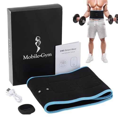 Estimulador muscular electrónico Ab Belt - Estimulador de abdominales de 8 modos y 19 niveles con parche conductor de silicona y temporizador - Entrenador de abdominales eléctrico, estimulador de abdo