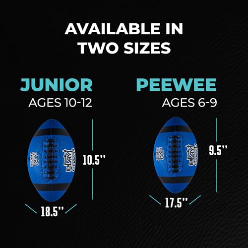 Image of PlayCoach Youth Football in Junior & Peewee Sizes with 10 Basic Passing Routes for Kids 6 to 12 - Endorsed by Drew Brees, Leather Kids and Beach Football, Junior and Peewee Sizes