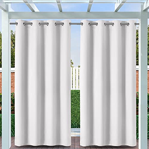 Clothink Rideau d'extérieur à œillets,132x215 cm,Gris et blanc,Anti-décoloration,Protection contre le vent,Protection contre les intempéries,Store vertical,Pour terrasse, balcon, pergola Cover