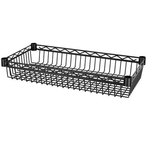SINGAYE 6 Tier Basket Shelf Wire Shelving Unit Adjustable Storage Shelves Big Basket Rack for Garage Kitchen Office Pantry Corner 13.5" D x 30" W x 65" H Black