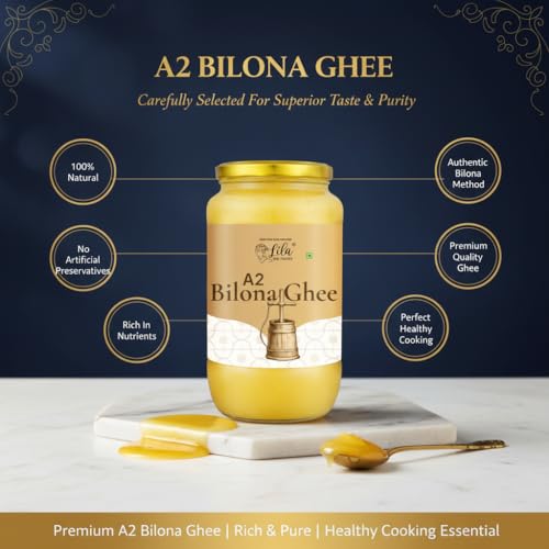 Image of LILA DRY FRUITS A2 Bilona Cow Ghee 100 ML | Traditional Hand Churned Desi Ghee from Curd Using Bilona Method | Rich Aroma & Grainy Texture for Cooking & Daily Use Must have Kitchen Essentials