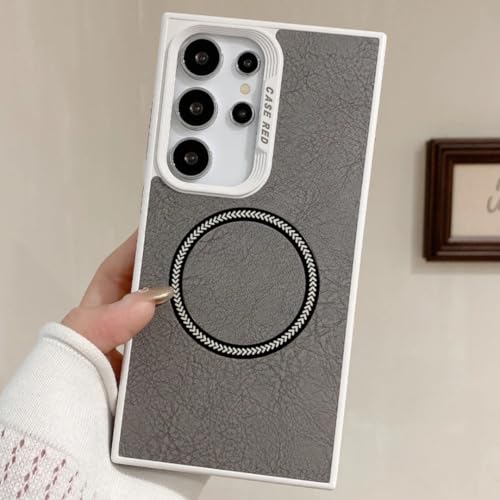Étui en cuir Galaxy S22 antichoc premium avec fixation magnétique gris