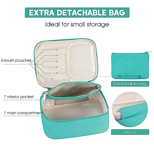 Image of Travel Makeup Bag Large Cosmetic Bag Make up Case Organizer for Women and Girls, C Teal