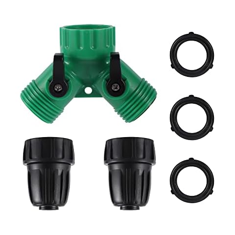 FULAIERGD 2 Way Y Water Splitter Connector for 3/4" Inch Garden Hose Spigot Faucet，with US Standard 3/4" Female GHT to 1/2' Hose Adapter for Drip Irrigation Tubing (.52" ID,.58" –.62" OD) Cover