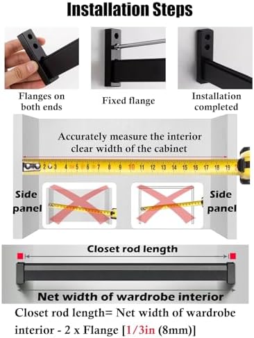 White Wardrobe Set - Wall Mounted Hanging Rail Kits for Closet Organization, Adjustable 36-200cm Clothes Hanger Rods, Ideal for Walk-in Closets & Laundry Rooms (96cm/37.8in)