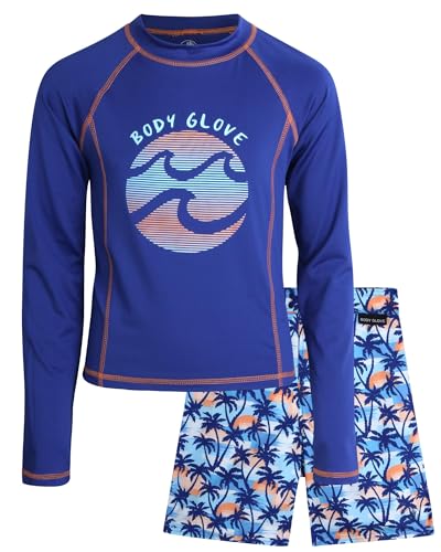 Image of Body Glove Boys Swim Set - 2 Piece Boys Swim Trunks with Rash Guard UV Protection Swimsuit Kids Bathing Suits (Sizes 4-12)