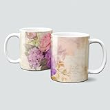 online-hut - Tasse - Kaffeebecher - Floral - Aquarellblüten - Flower - Vintage - Rose - Watercolor - Motivtasse - Geschenkidee - LT-1349
