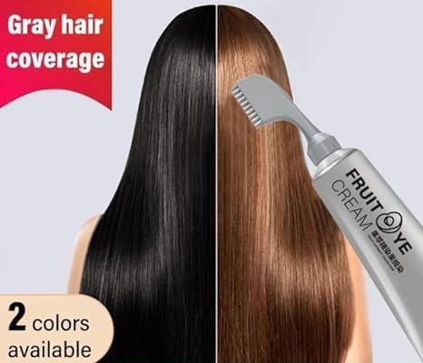 Miniatura 5 de Crema de teñido de frutas negras, tinte natural para el cabello, crema de teñido de frutas negras con peine, unisex (marrón negro)