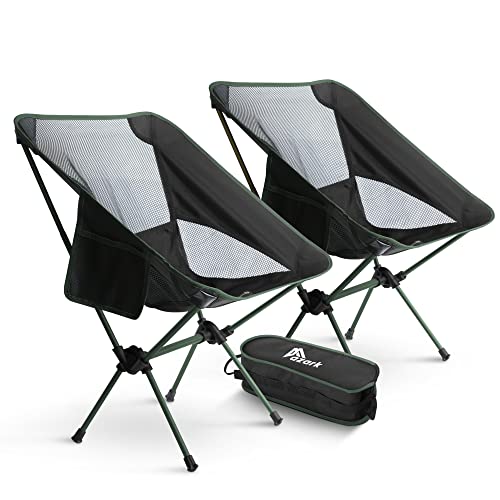 azark Set of 2 Portable Camping Chair, Compact Ultralight Chair, Collapsible Chair in a storage bag, Perfect Camping accessories, Use for Outdoor, Garden, Camping, Picnic, Hiking & Fishing - KHAKI