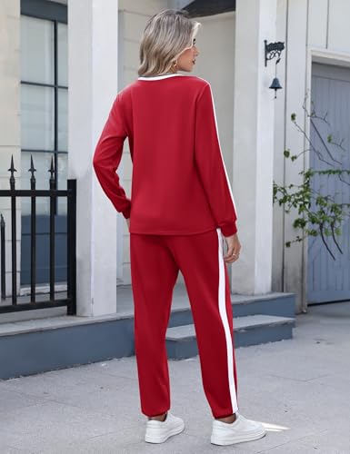 Image of Marvmys Women Long Sleeve Tracksuits Fashion 2 Piece Lounge Set Travel Outfits Jogger Set