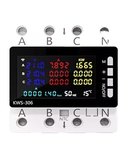 Compteur de puissance AC 85-290V 80A triphasé KWS-306L rail DIN