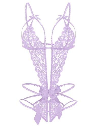 Image of Donnalla Women's Deep V Lace Teddy One Piece Lingerie Cutout Strappy Lingerie