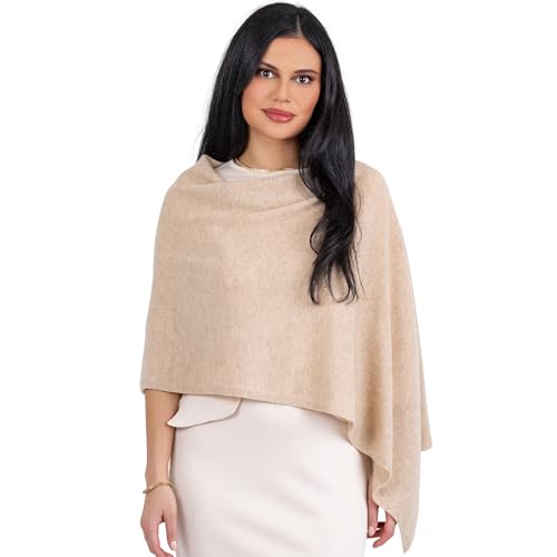 Image of Velanio Cashmere Poncho for Women - 100% Mongolian Wrap & Dress Topper