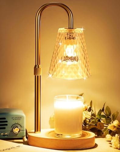 Candle Warmer Lamp with Timer - Adjustable Height, Electric Wax Melter in Gold for Cozy Aesthetic Bedroom Home Decor, Gift for Women, Mother, Friend, Birthday, Christmas