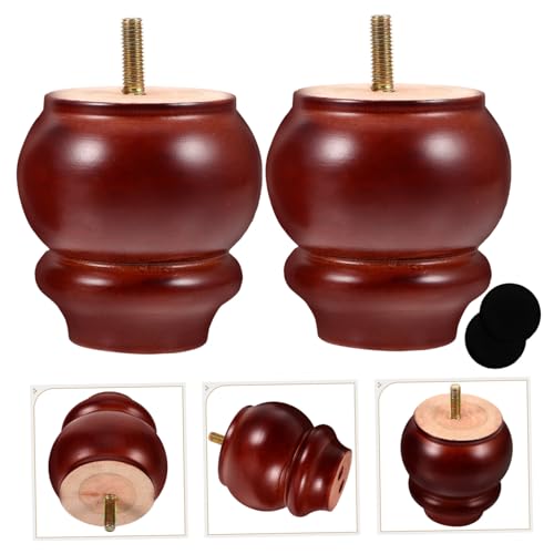Pieds de meuble en bois massif marron Ipetboom pour table et canapé x2 - 6