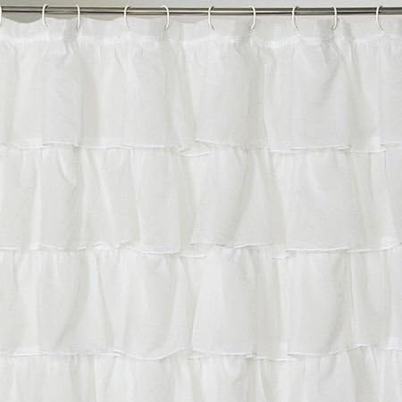 GoodGram White Ruffled Fabric Shower Curtain