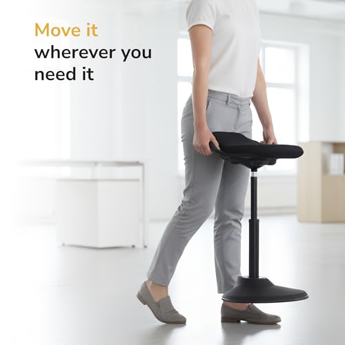 Image of Mount-It! Ergonomic Sit Stand Stool, Height Adjustable Leaning Chair for Standing Desk, 360 Tilting Active Sitting Seat, High-Density Foam Cushion, Non-Slip Weighted Base, Easy Assembly (Black)