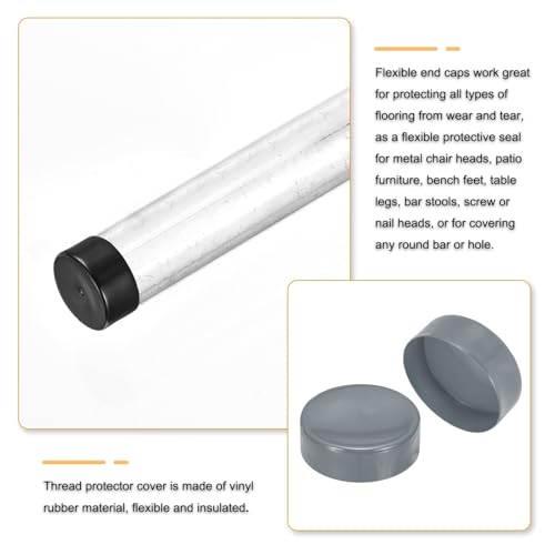 Image of uxcell 2pcs Rubber End Caps 150mm(5 15 /16 Inch) ID x 80mm(3 1 /8 Inch) H Vinyl Round Tube Bolt Cap Cover Screw Thread Protectors Light Gray