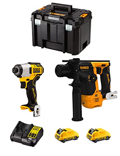 DeWALT Kit D12K202 (Kombihammer DCH072 + Schlagschrauber DCF801 + 2 batterien 3,0 Ah + ladegerät + TSTAK VI)