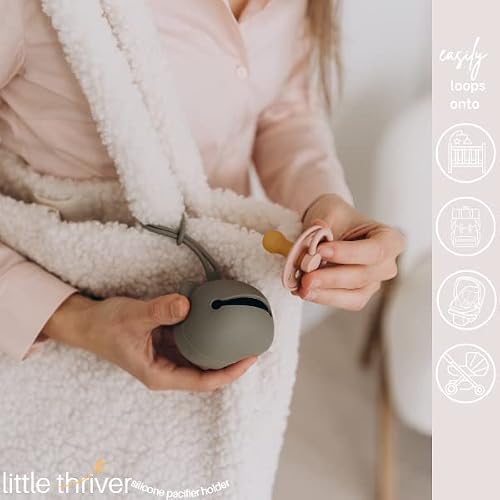 Little Thriver Pacifier Holder Premium Pacifier Case Set For Boys And Girls, Silicone Pacifier Holder For Diaper Bag, Cute Silicone Case For Baby Pacifiers - 2Pcs Set (Saddle+Soft Oak)) #TOP2