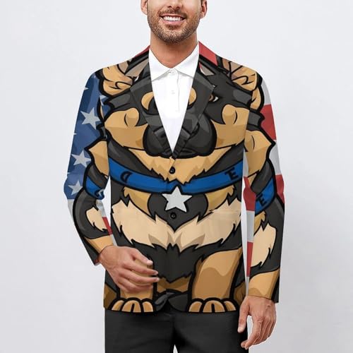 Police Dog Blue Line American Flag Mens Casual Blazer Button Suit Jacket Lightweight Sport Coat for Work Business2
