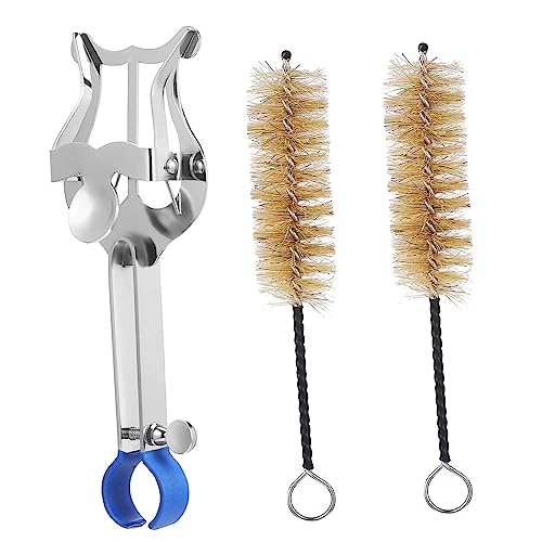 LIOOBO Music Score Stand Metal Music Holder for Trumpet with Cleaning Brushes Lightweight Sturdy Design for Marching Band Use for Secure Holding